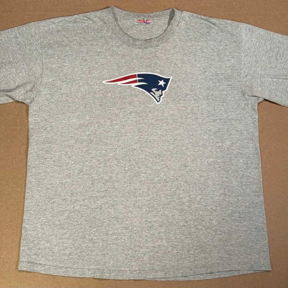 New England Patriots Long Sleeve T Shirt Gray NFL Football Logo Men’s XL